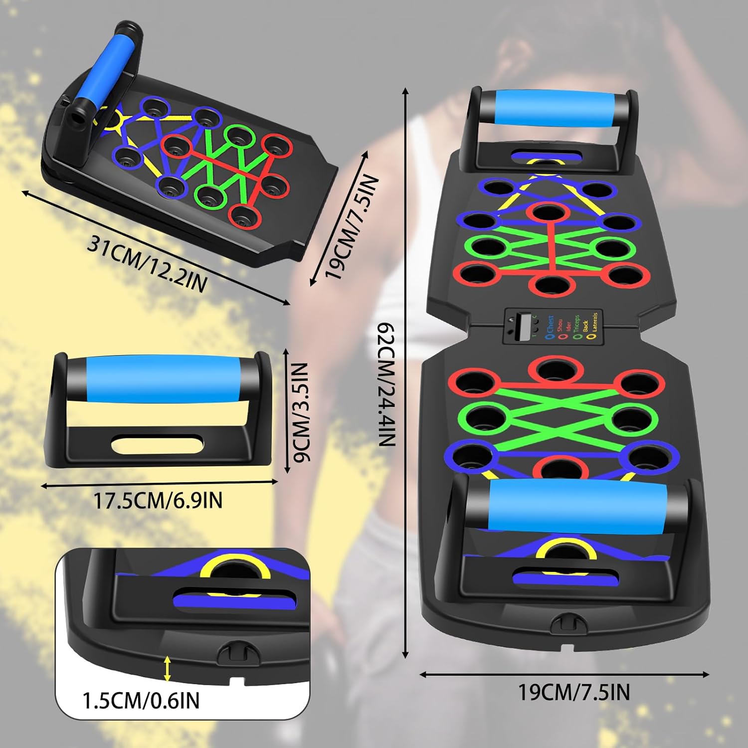 Push up Board 26 in 1 - Pedana Multifunzione per Esercizi Domestici, Sistema Fitness, Pavimento, Petto, Esercizi Muscolari, Attrezzature Professionali per Bruciare Grasso per Uomini