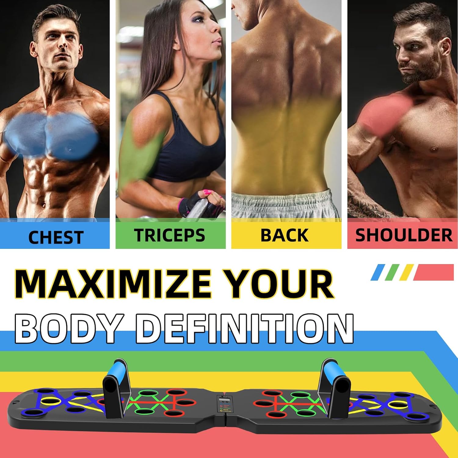 Push up Board 26 in 1 - Pedana Multifunzione per Esercizi Domestici, Sistema Fitness, Pavimento, Petto, Esercizi Muscolari, Attrezzature Professionali per Bruciare Grasso per Uomini