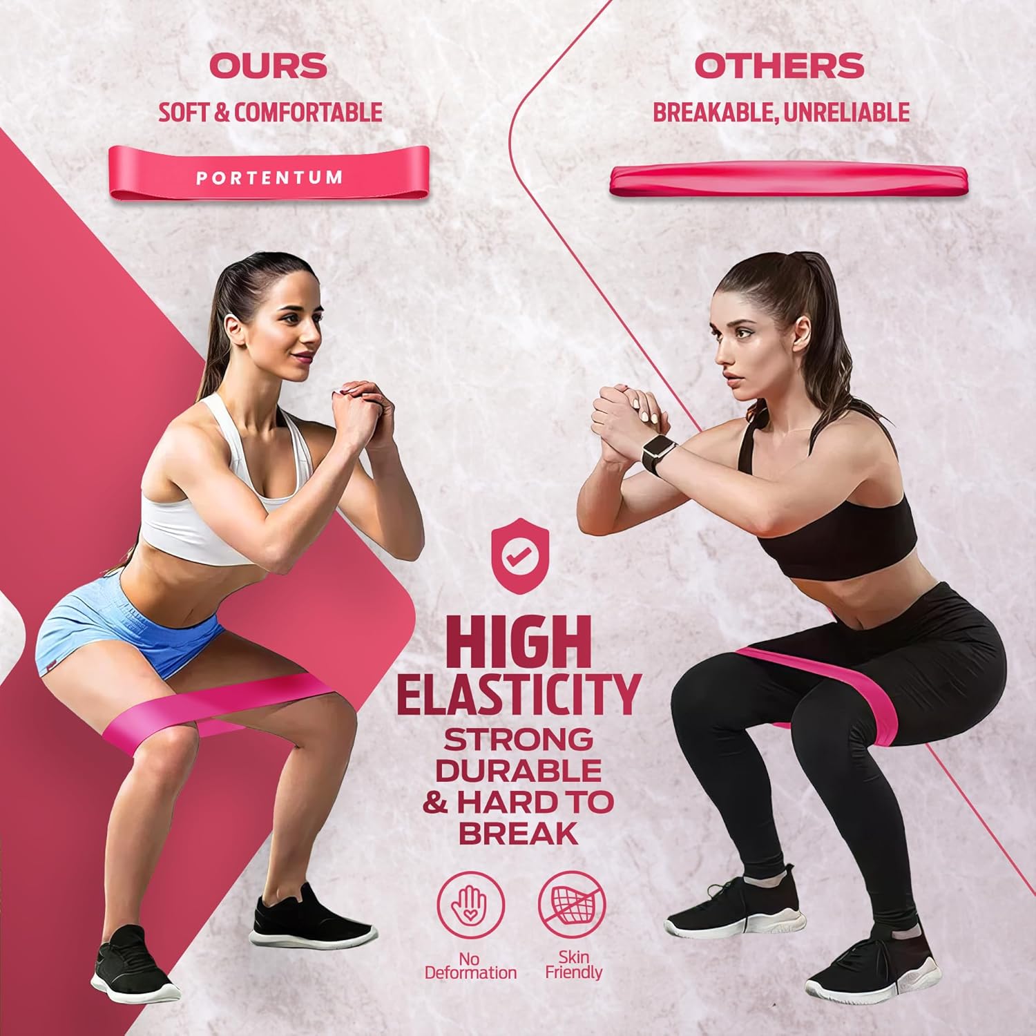 Elastici Fitness, Set Di 5 Fasce Elastico Fitness. Comoda E Resistente Bande Elastiche Fitness. Fascia Elastica Fitness, Elastici Palestra