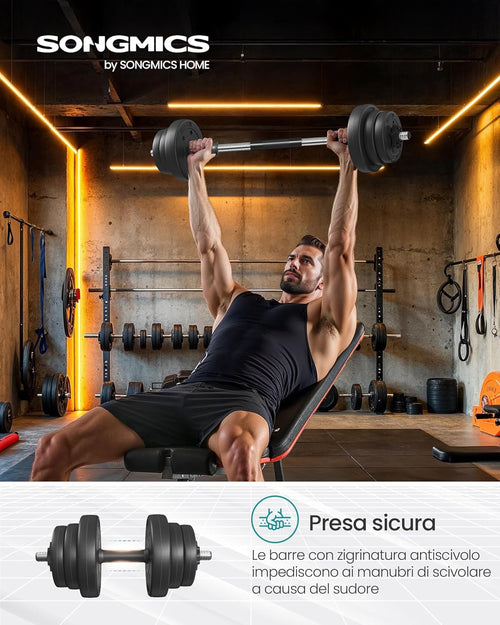 Manubri 2 in 1, Set Di Bilanciere Corto, Con Tubo Di Collegamento in Acciaio, Allenamento, Fitness, Sollevamento Pesi per Casa, Palestra