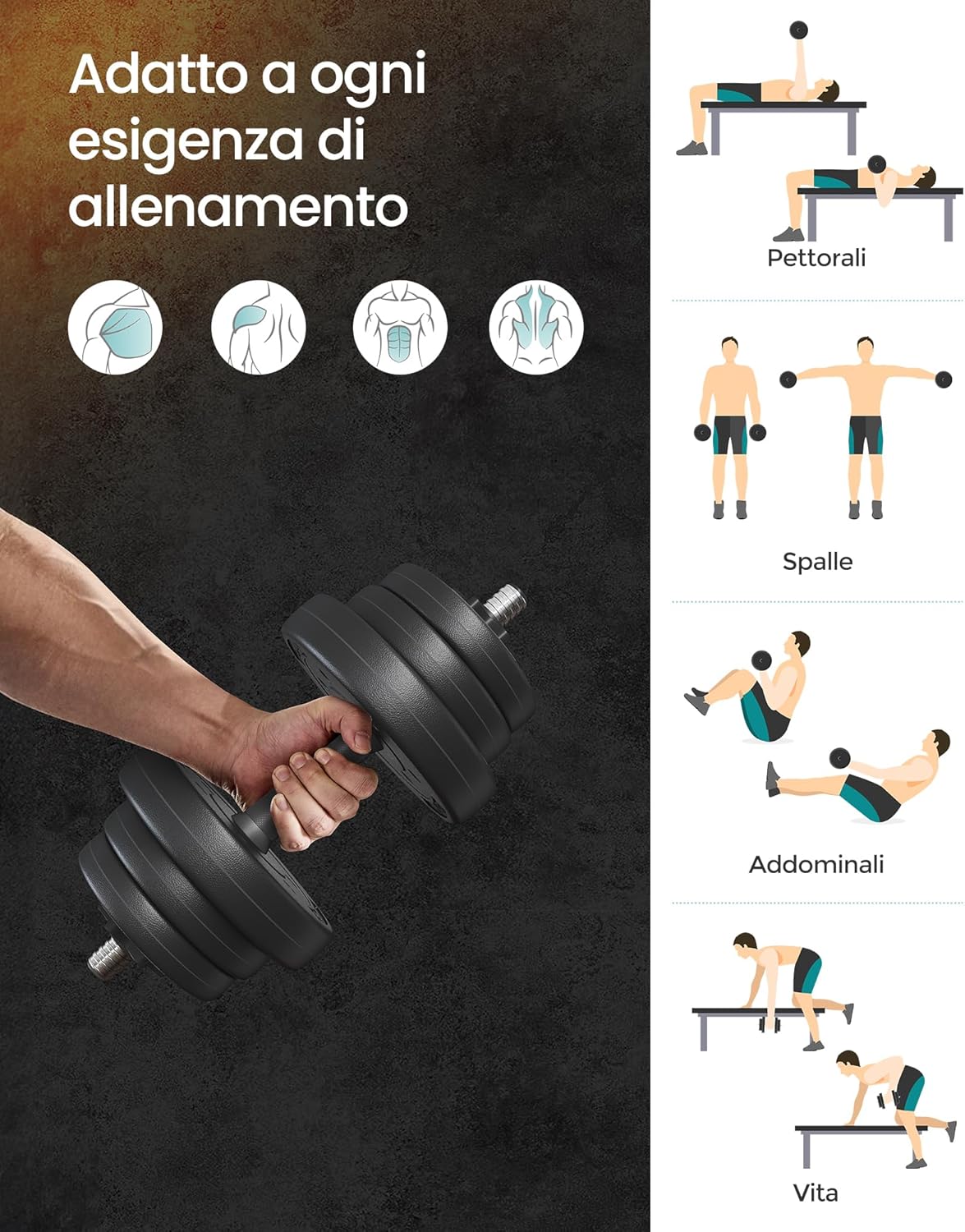 Manubri 2 in 1, Set Di Bilanciere Corto, Con Tubo Di Collegamento in Acciaio, Allenamento, Fitness, Sollevamento Pesi per Casa, Palestra